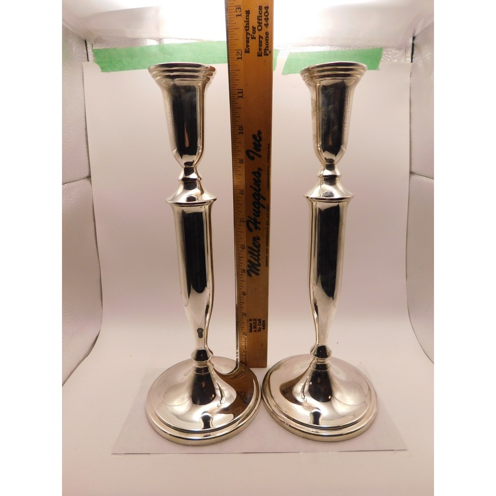 Godinger Set Of 2- Silver Plated Candle Sticks 11.5"